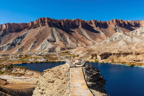 Overlook over the deep blue lakes of the Unesco National Park