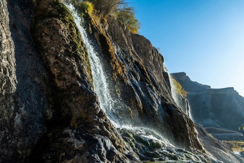 Waterfall at a overflow of the lower lake
