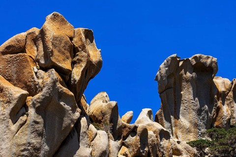 Bizarre rock formations in the Valle della Luna on the rocky coast of Capo Testa near Santa Teresa di Gallura