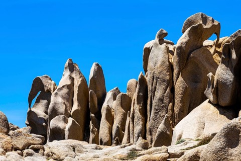 Bizarre rock formations in the Valle della Luna on the rocky coast of Capo Testa near Santa Teresa di Gallura