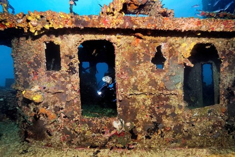 Diver in wheelhouse
