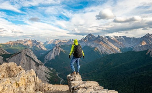 Hiker standing on a rock