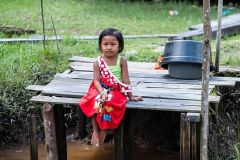 Girls in the jungle village