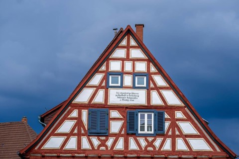 Half-timbered house on the market square of Ladenburg