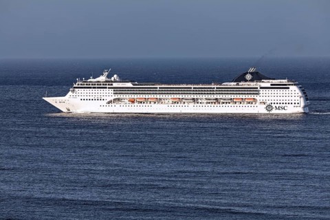 Cruise ship MSC Opera leaves port