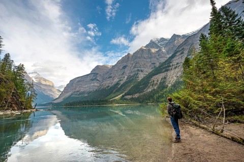 Hikers on the lakeshore