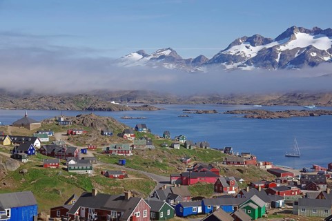 View of colourful houses