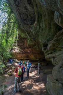 Tourists in the Gustav Adolf Cave in the Schwarzachklamm