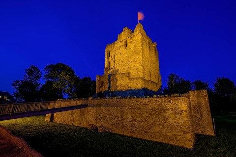 Ruin of partially restored former moated castle from the Middle Ages Altendorf Castle