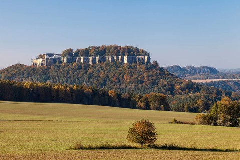 View from Pfaffenstein to Koenigstein Fortress