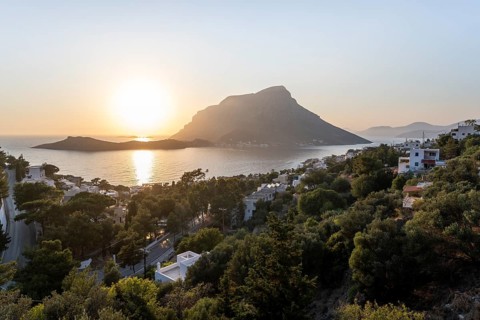 Sea and hills in evening mood