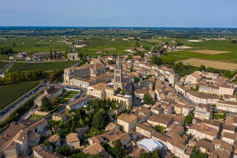 Town view with rock church