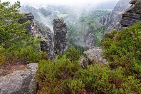 Sandstone rocks in the Bastei area