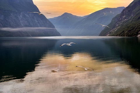 Evening atmosphere at Geirangerfjord