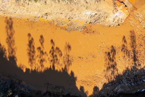 Shadows of trees above the Rio Tinto