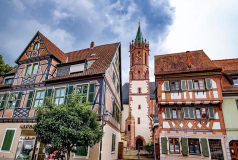 Market square with half-timbered houses