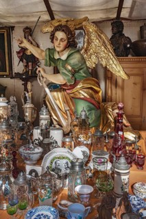 Glass and porcelain with angel figure