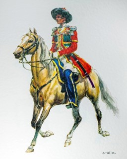 Officer on Horseback of the Russian Empire in 1835 Parade Cossack Uniform