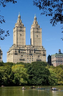 New York City in Summer on the Lake with Central Park West Skyline and the Dakota Apartments