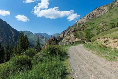 Gravel road through the Naryn Gorge