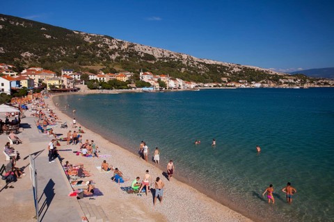 Promenade and beach of Baska