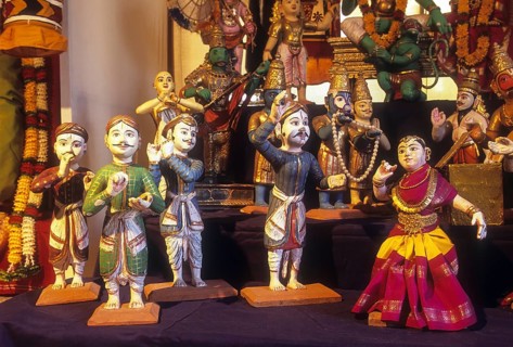 Doll display of kolu during the Navratri festival at Tamil Nadu