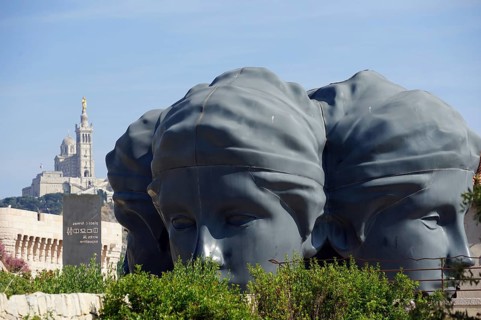 Sculpture with three heads