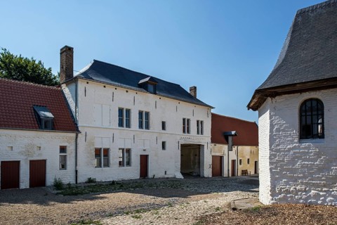 Courtyard with chapel and gardener's house of Chateau d'Hougoumont