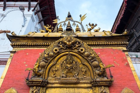 Golden Gate Sun Dhoka with the Goddess Taleju Bhawani leading to the Royal Palace