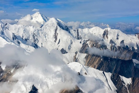 Aerial view over the central Tian Shan Mountains