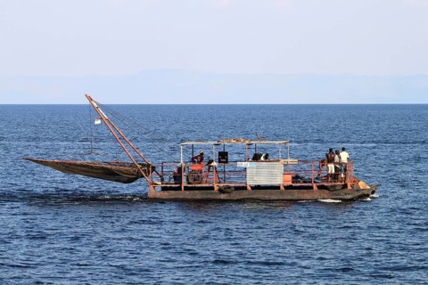 Fishing boats with nets to catch kapenta