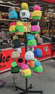 Colourful woolly hats