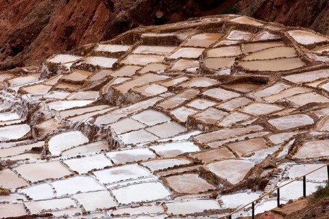 Maras salt mines in Salinas near Tarabamba in Peru