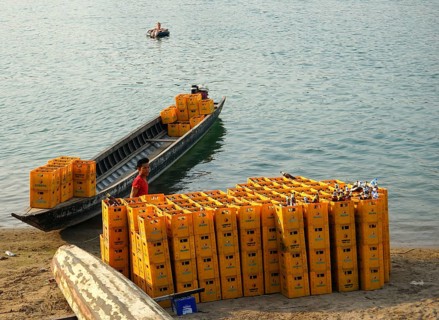 Loading empty beer crates