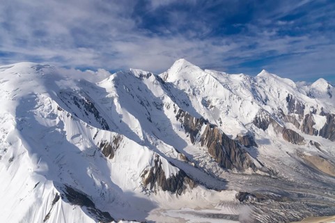 Aerial view over the central Tian Shan Mountains