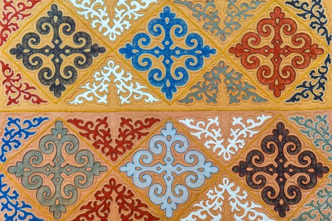 Embroidery depicting a Kyrgyz motif