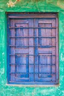Colourful wooden windows
