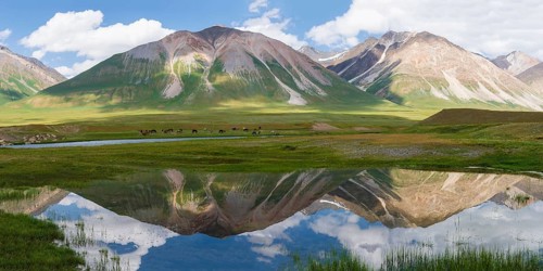 Mountains reflected in the water