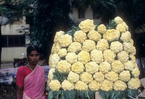 A woman selling Cauliflower at Chennai Madras