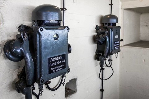 German WWII telephones in the bunker at the Atlantikwall in Raversyde