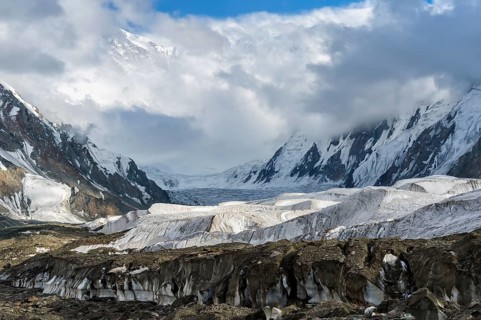 Engilchek Glacier and Khan Tengri Mountain