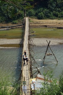 Temporary bridge over the Nam Khan