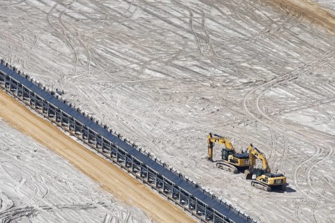 Small diggers in opencast mining Hambach