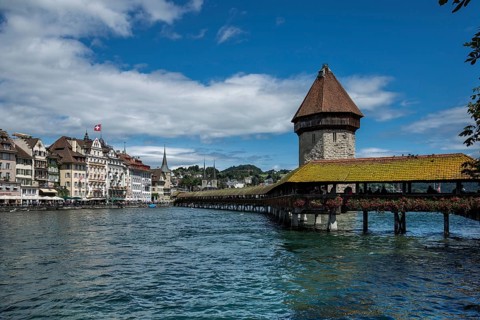Kapellbruecke bridge over the Reuss and water tower