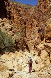 Hikers in a gorge