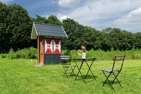 Area for self-picking flowers with information hut