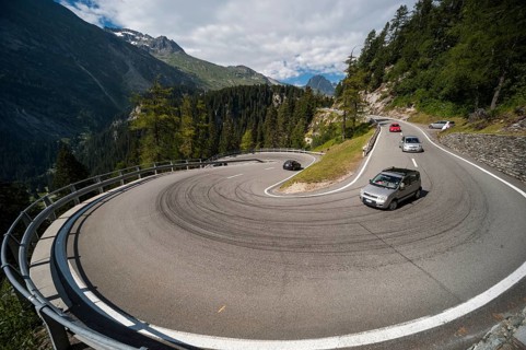 Cars at the Maloja Pass