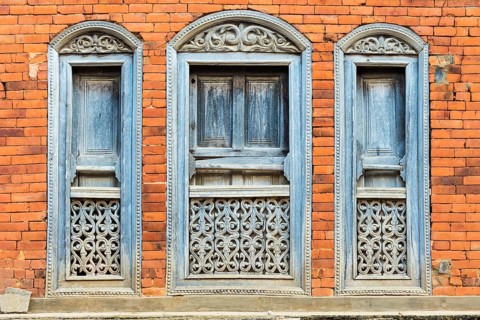 Colourful wooden windows