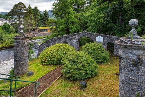 Innis Bhuidhe Island and the Clan MacNab Burial Ground in the River Dochart at Killin