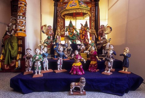 Doll display of kolu during the Navratri festival at Tamil Nadu